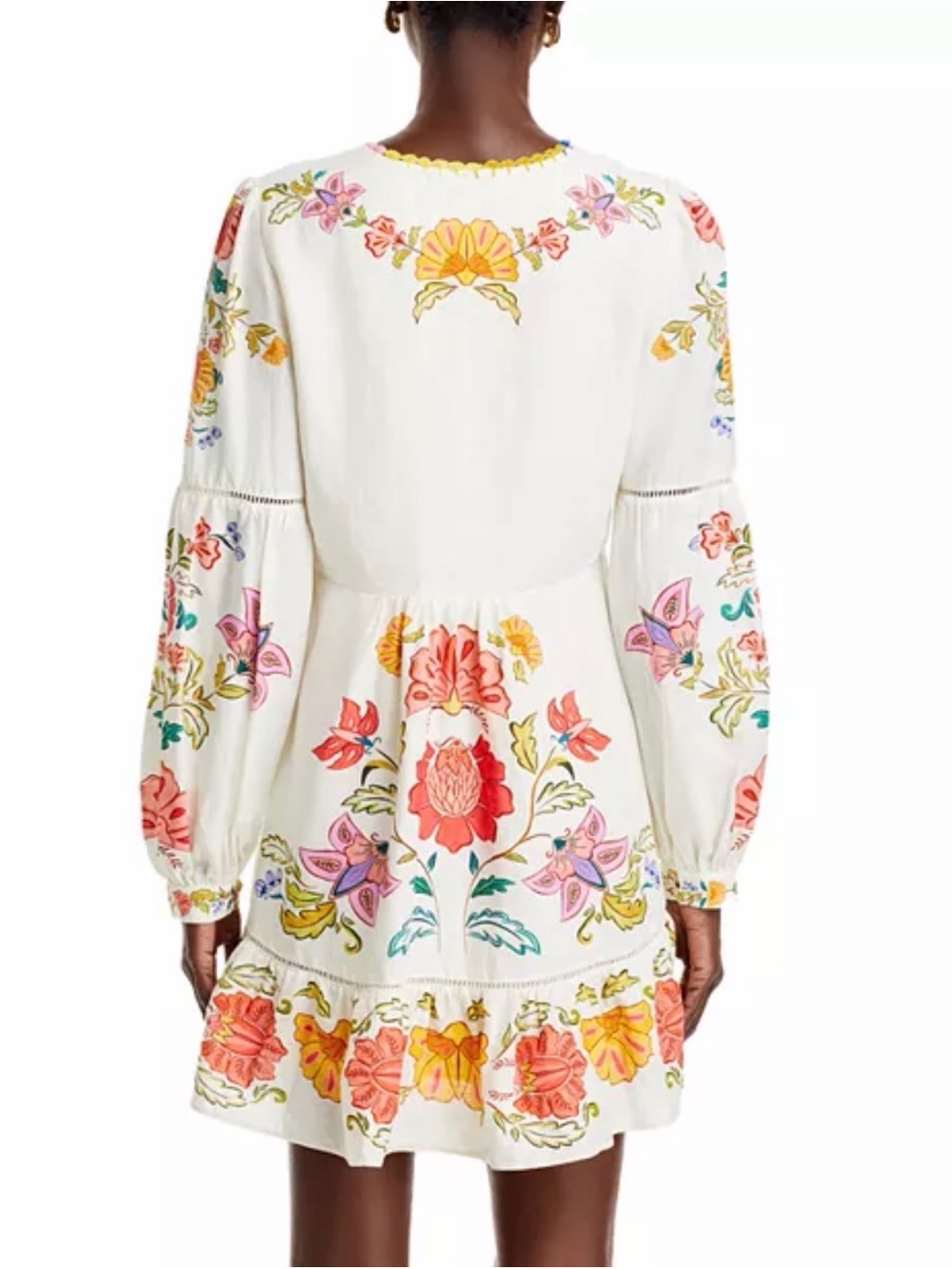 FARM Rio Floral Insects Mini Dress, Linen, Size Large - Picture 6 of 13